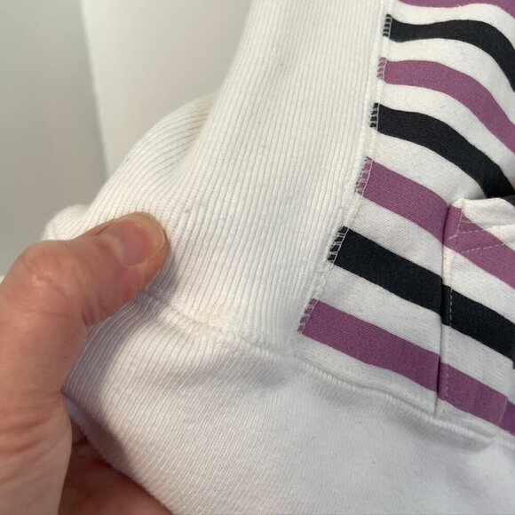 CHAMPION Life Reverse Weave Print Hoodie White Purple Gray Striped Colorblock S - Picture 13 of 16